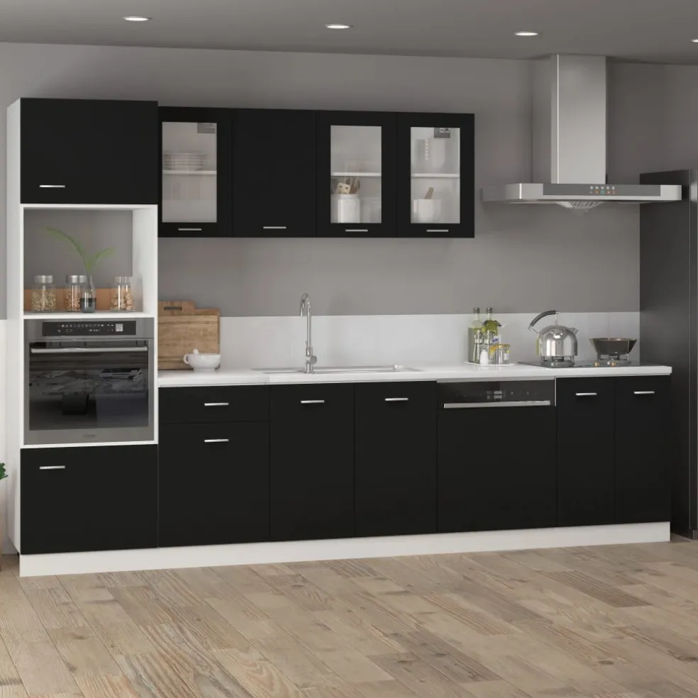 vidaXL Onderkast met lade Lyon 50x46x81,5 cm bewerkt hout zwart