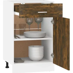 vidaXL Onderkast met lade Lyon 50x46x81,5 cm bewerkt hout gerookt eiken