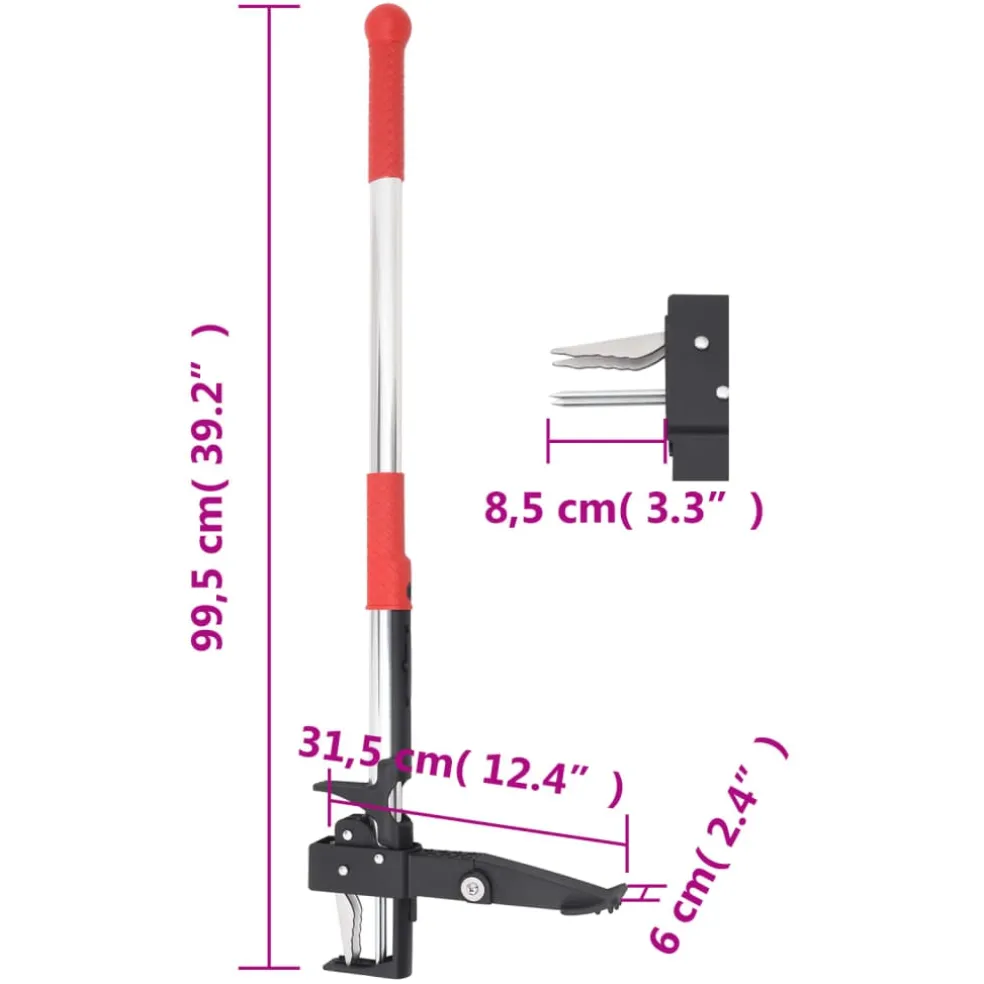 vidaXL Onkruidsteker 99,5 cm geanodiseerd aluminium rood en zilver