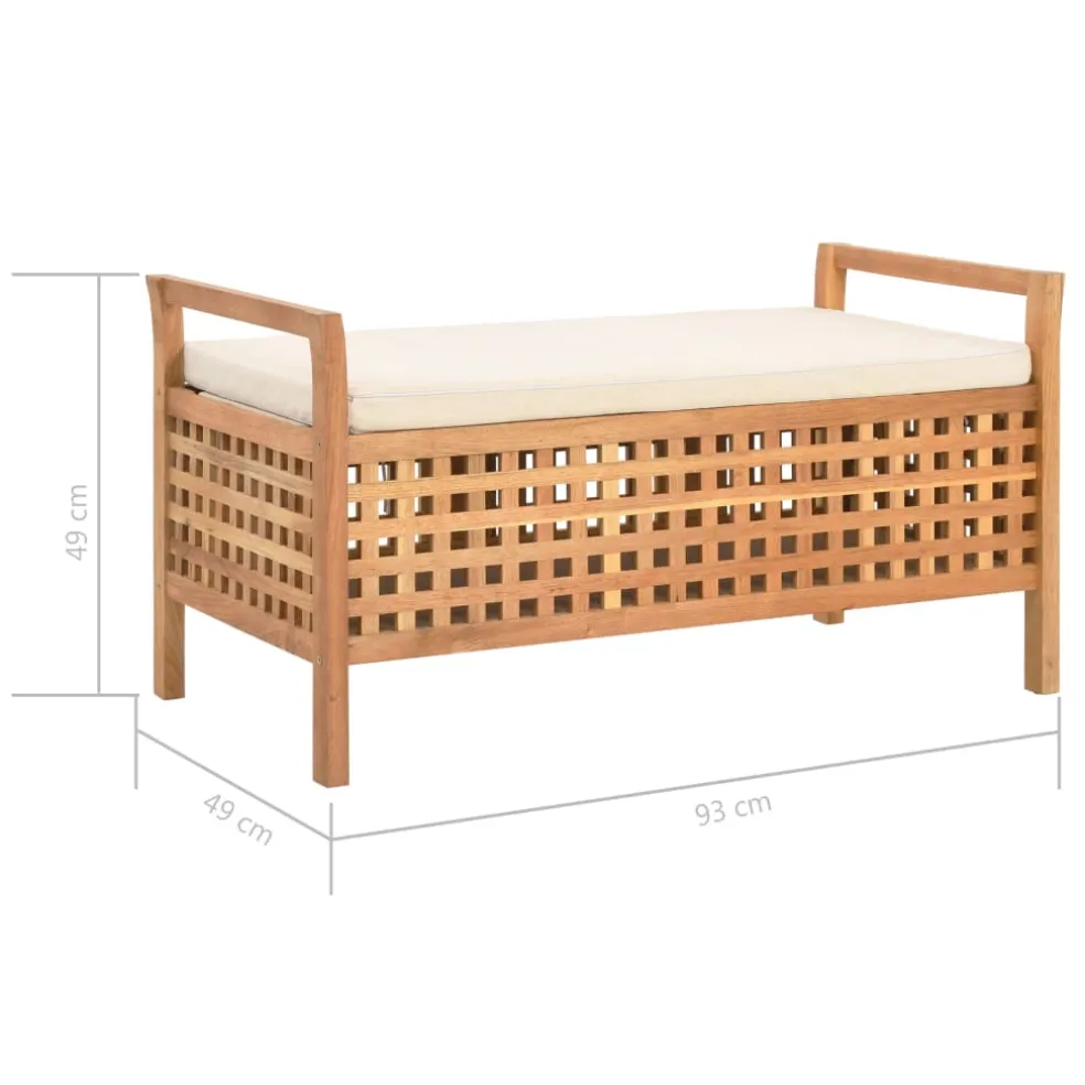 vidaXL Opbergbankje 93x49x49 cm massief walnotenhout
