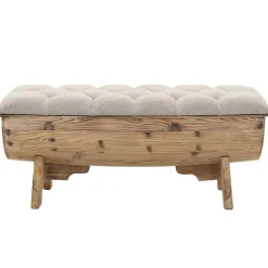 vidaXL Opbergbankje 103x51x44 cm massief hout en stof