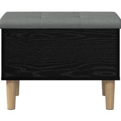 vidaXL Opbergbank met kussen Zwart eiken 62 x 42 x 46 cm Bewerkt hout