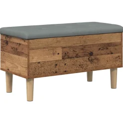 vidaXL Opbergbank met kussen Oud hout 82 x 42 x 46 cm Bewerkt hout