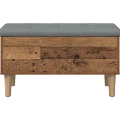 vidaXL Opbergbank met kussen Oud hout 82 x 42 x 46 cm Bewerkt hout