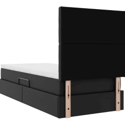 vidaXL Opbergbed met LED met hoofdeinde Zwart 90 x 190 cm Nep Leer