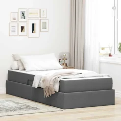 vidaXL Opbergbed met matras Donkergrijs 90 x 190 cm Polyester