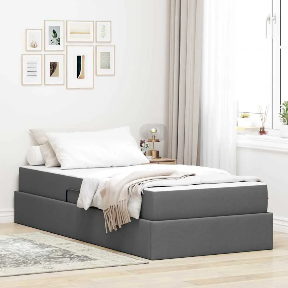 vidaXL Opbergbed met matras Donkergrijs 90 x 190 cm Polyester