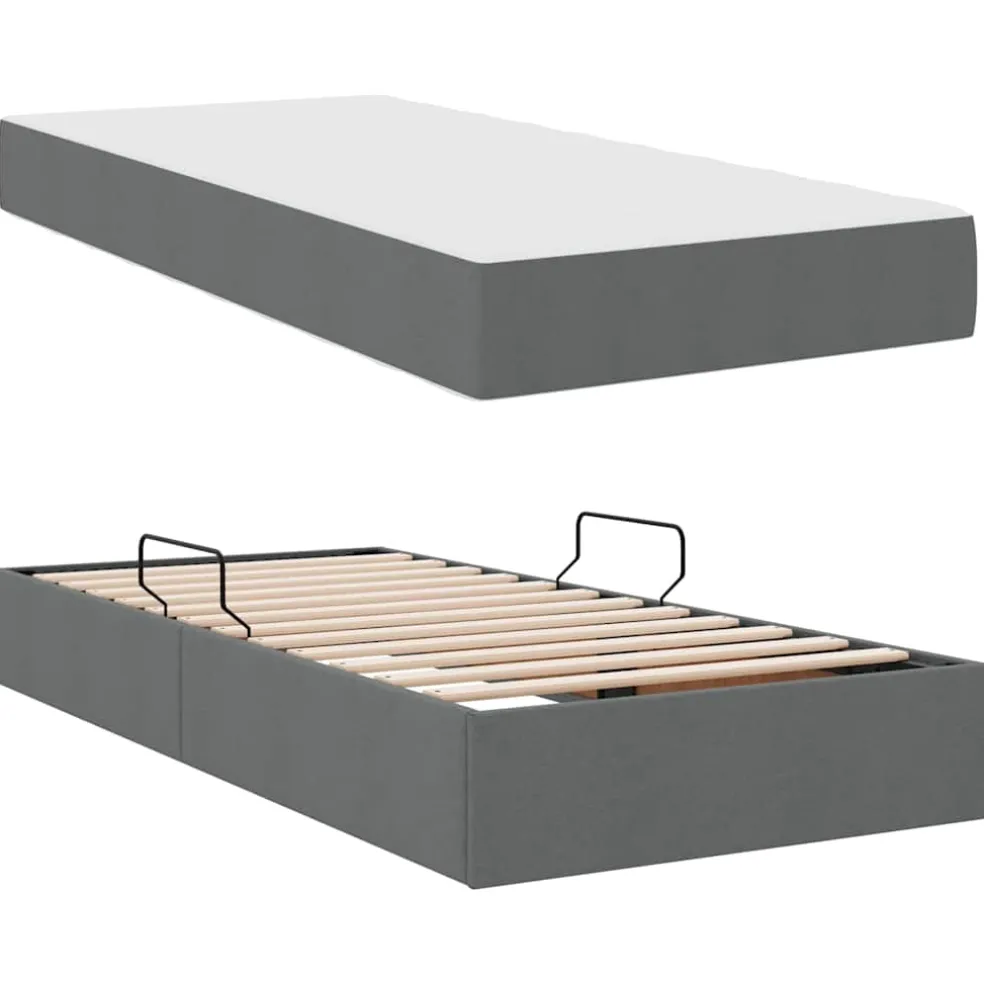 vidaXL Opbergbed met matras Donkergrijs 90 x 190 cm Polyester