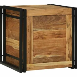 vidaXL Opbergbox Bruin en zwart 50 x 50 x 50 cm Massief Acaciahout