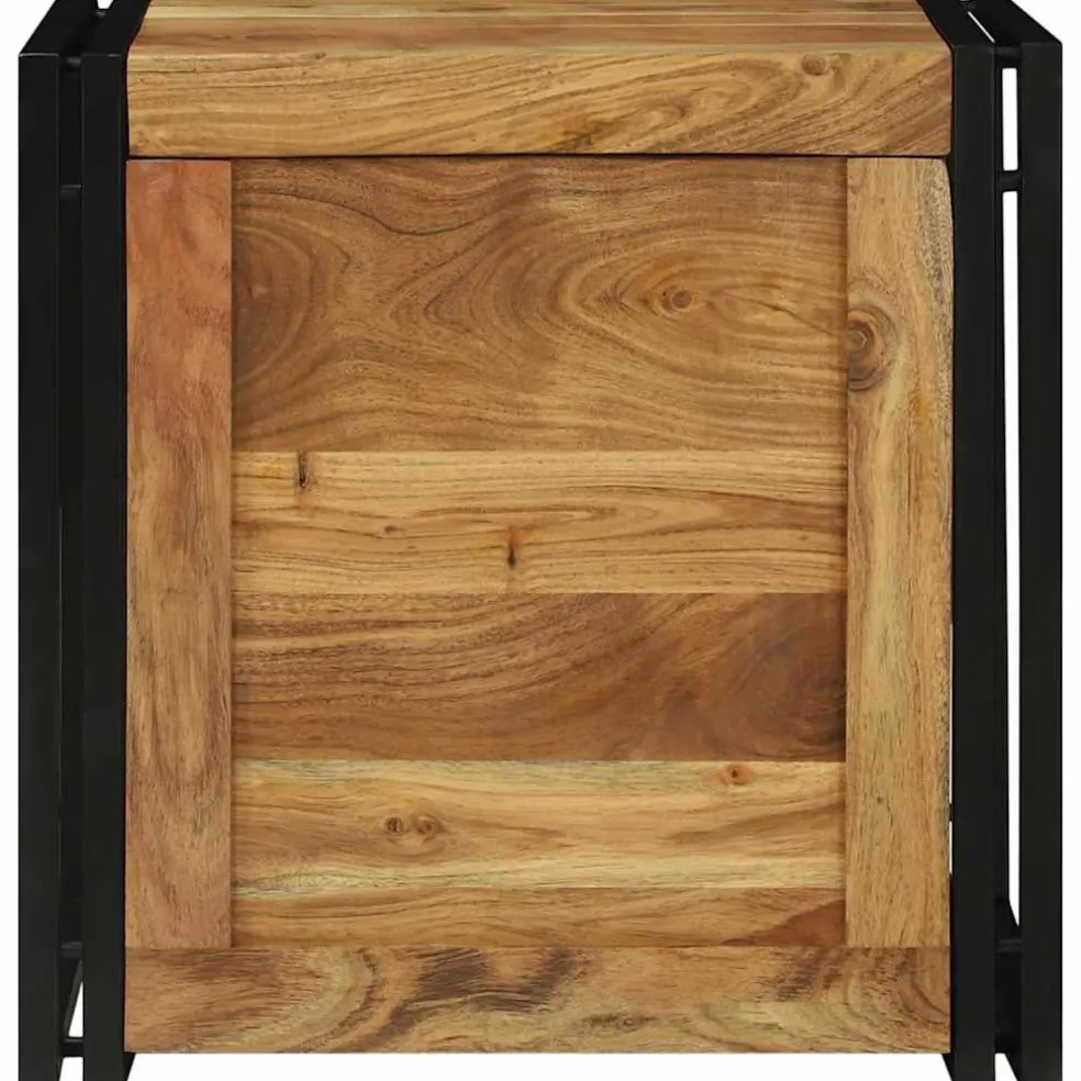 vidaXL Opbergbox Bruin en zwart 50 x 50 x 50 cm Massief Acaciahout