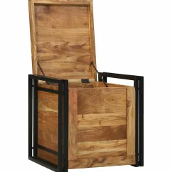 vidaXL Opbergbox Bruin en zwart 50 x 50 x 50 cm Massief Acaciahout