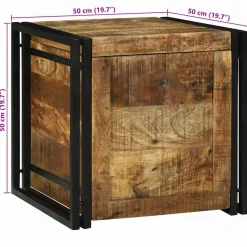 vidaXL Opbergbox Bruin en zwart 50 x 50 x 50 cm Ruw Mango Hout