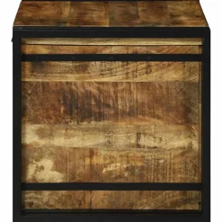 vidaXL Opbergbox Bruin en zwart 50 x 50 x 50 cm Ruw Mango Hout