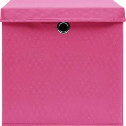vidaXL Opbergboxen met deksel 4 st 32x32x32 cm stof roze