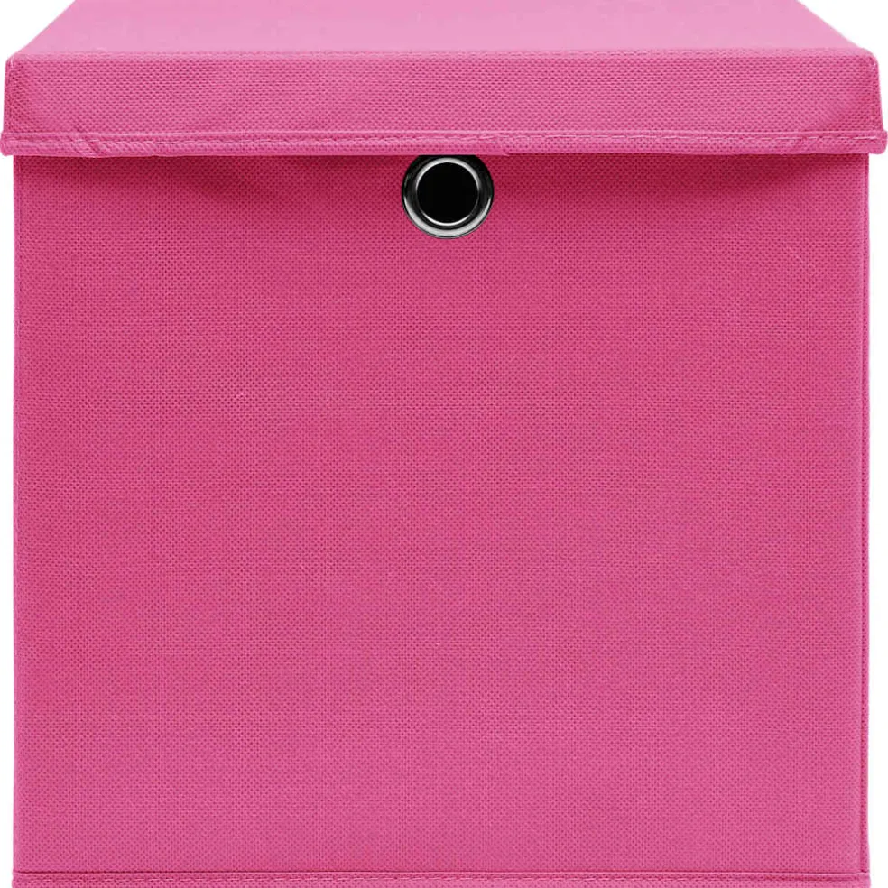 vidaXL Opbergboxen met deksel 4 st 32x32x32 cm stof roze