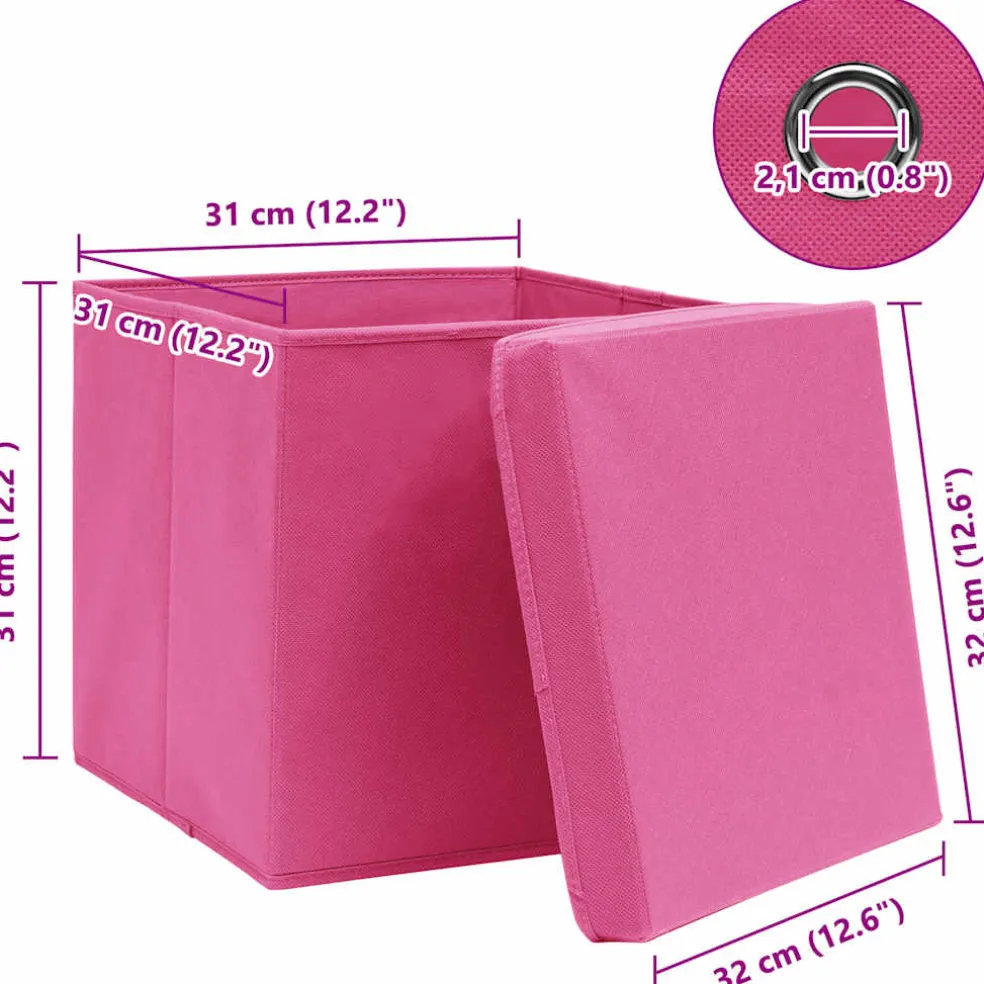 vidaXL Opbergboxen met deksel 4 st 32x32x32 cm stof roze