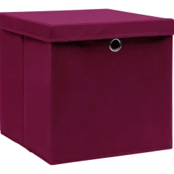 vidaXL Opbergboxen met deksel 4 st 28x28x28 cm donkerrood