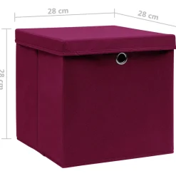 vidaXL Opbergboxen met deksel 4 st 28x28x28 cm donkerrood