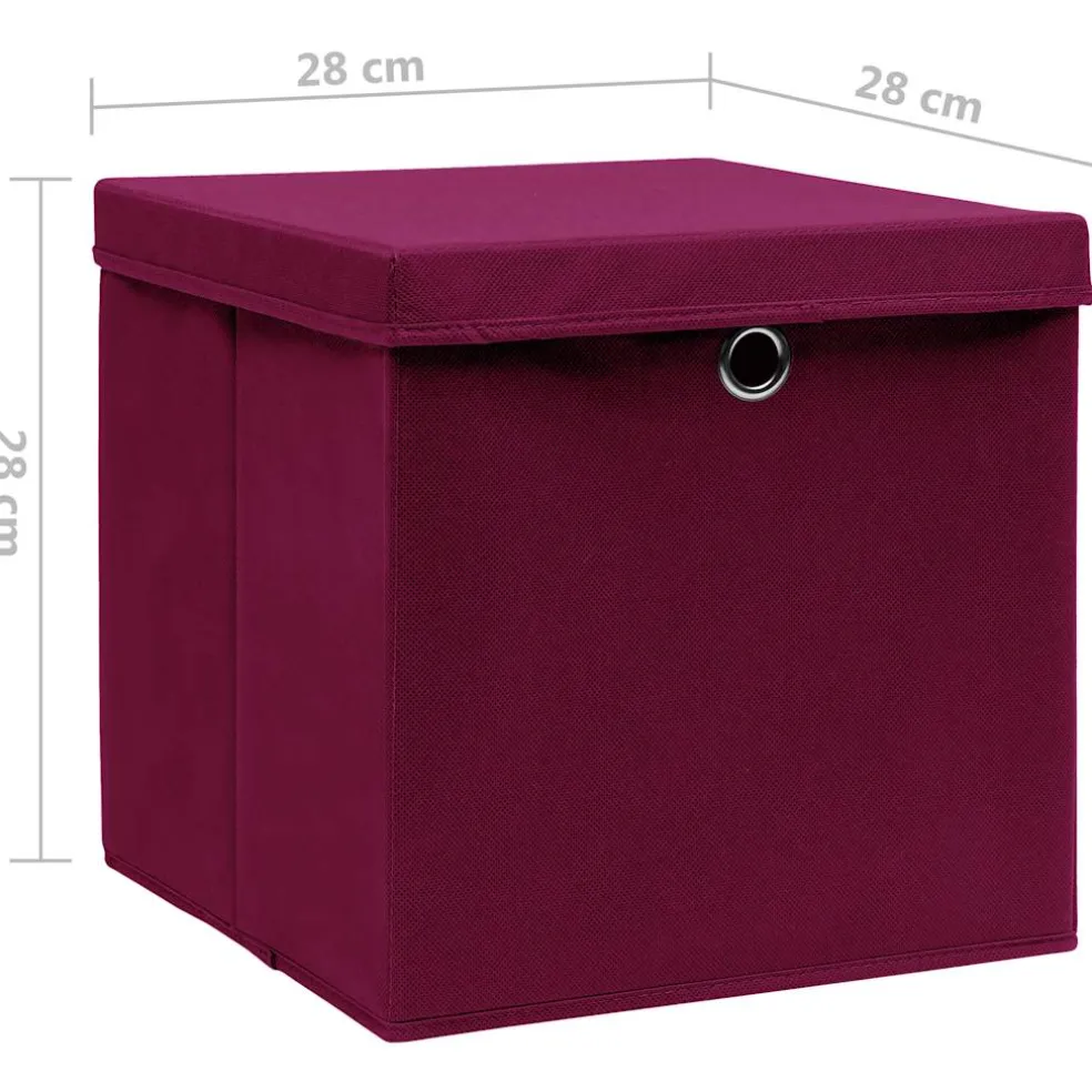vidaXL Opbergboxen met deksel 4 st 28x28x28 cm donkerrood