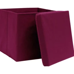 vidaXL Opbergboxen met deksel 4 st 28x28x28 cm donkerrood