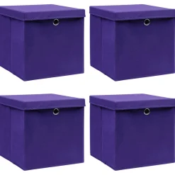vidaXL Opbergboxen met deksel 4 st 32x32x32 cm stof paars