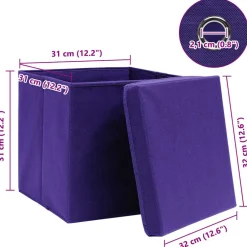 vidaXL Opbergboxen met deksel 4 st 32x32x32 cm stof paars
