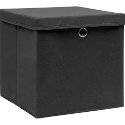 vidaXL Opbergboxen met deksel 4 st 32x32x32 cm stof zwart