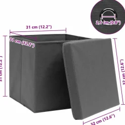 vidaXL Opbergboxen met deksel 4 st 32x32x32 cm stof grijs