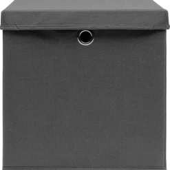 vidaXL Opbergboxen met deksel 4 st 32x32x32 cm stof grijs