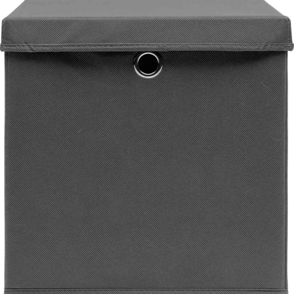 vidaXL Opbergboxen met deksel 4 st 32x32x32 cm stof grijs