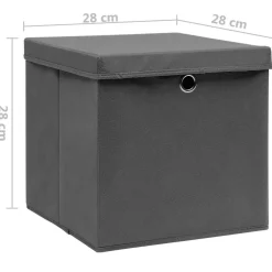 vidaXL Opbergboxen met deksel 4 st 28x28x28 cm zwart