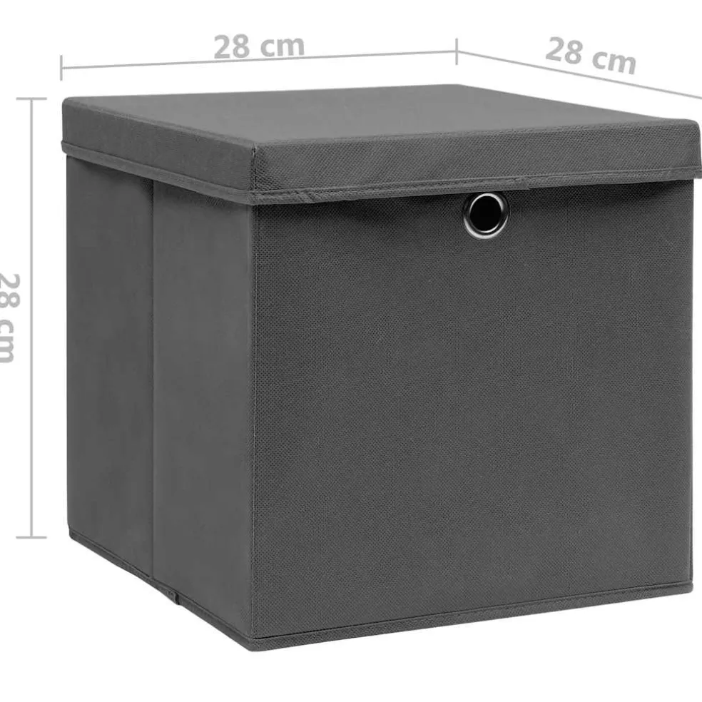 vidaXL Opbergboxen met deksel 4 st 28x28x28 cm zwart