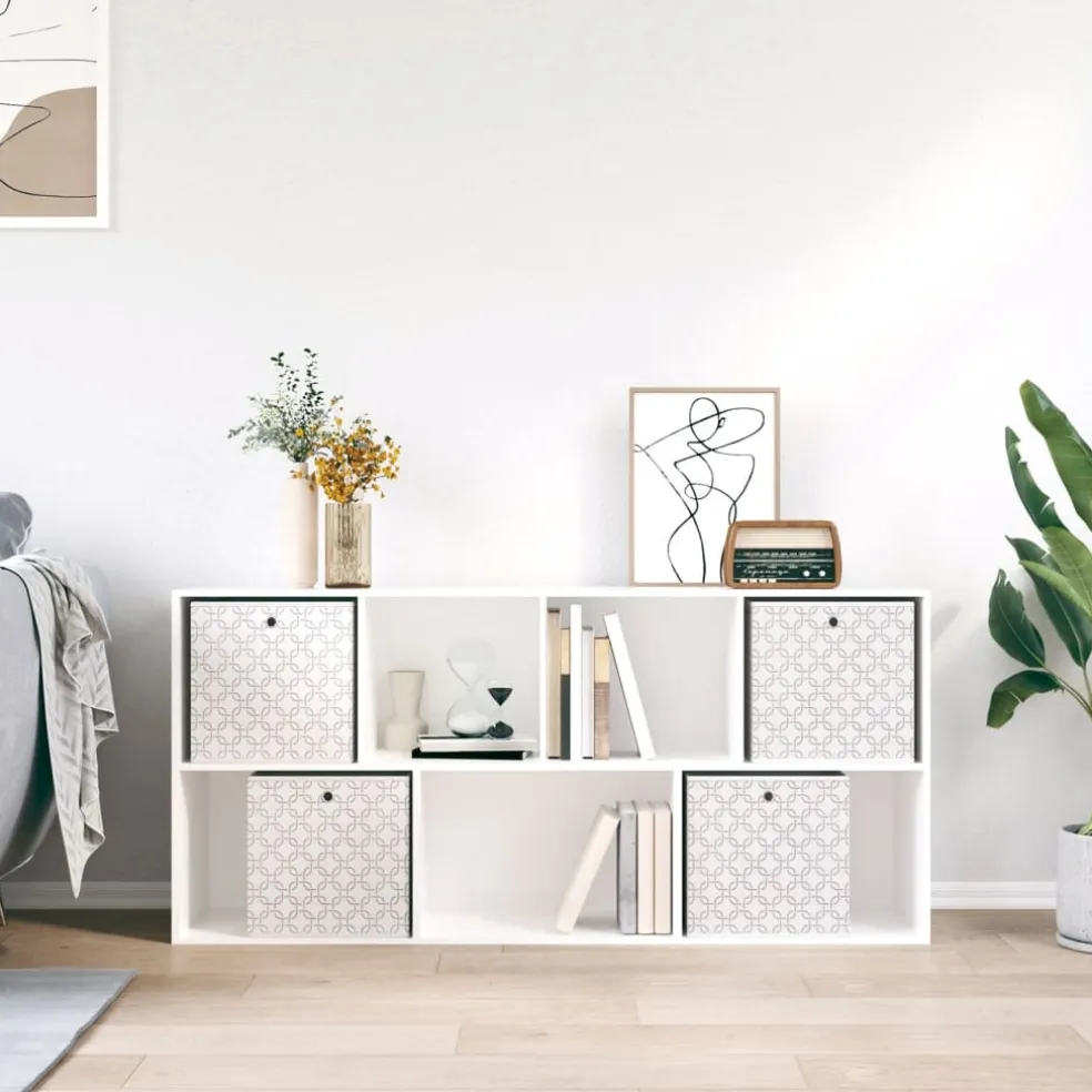 vidaXL Opbergboxen 4 st inklapbaar 32x32x32 cm ongeweven stof crème