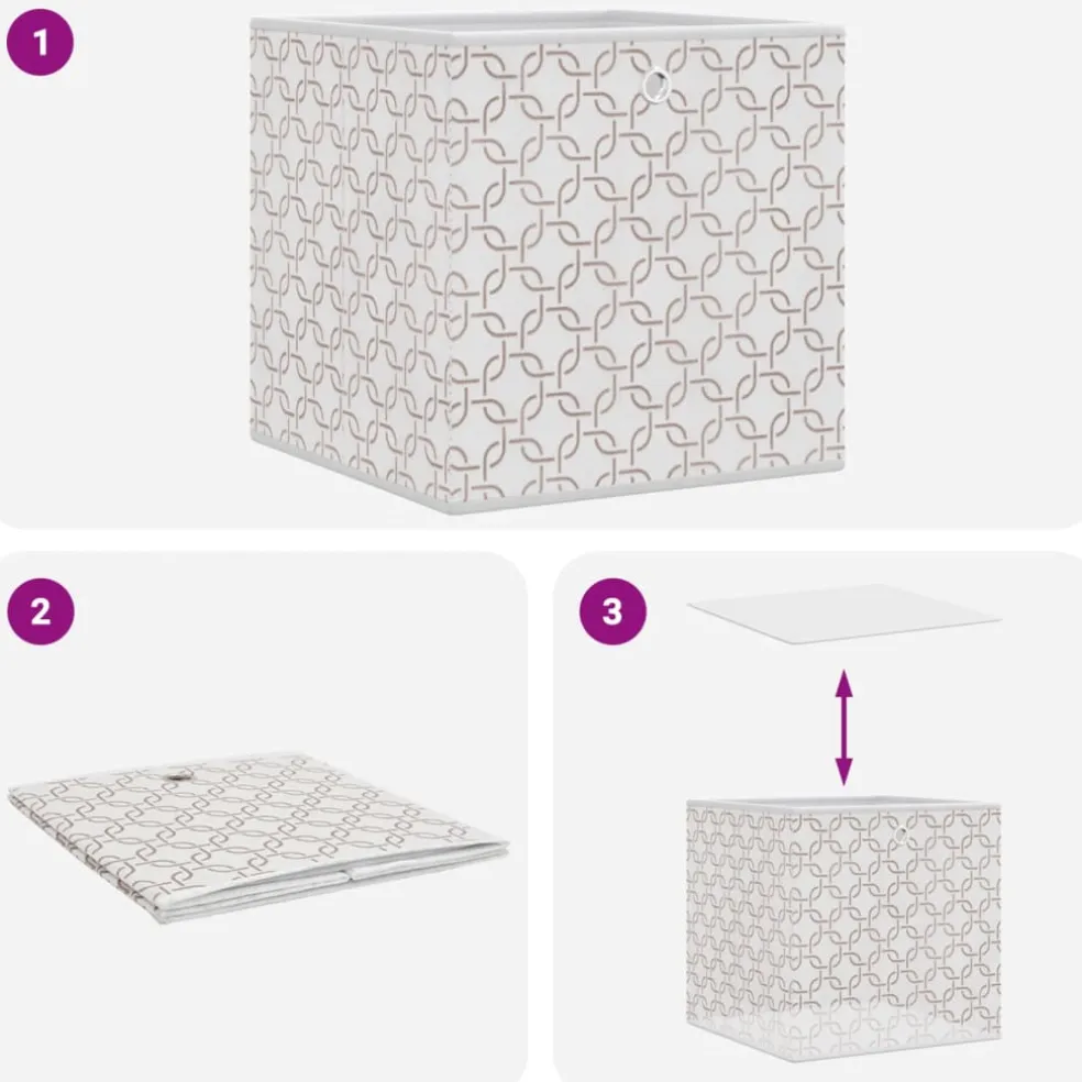 vidaXL Opbergboxen 4 st inklapbaar 32x32x32 cm ongeweven stof crème