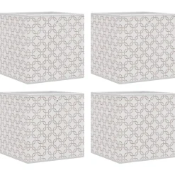 vidaXL Opbergboxen 4 st inklapbaar 32x32x32 cm ongeweven stof crème