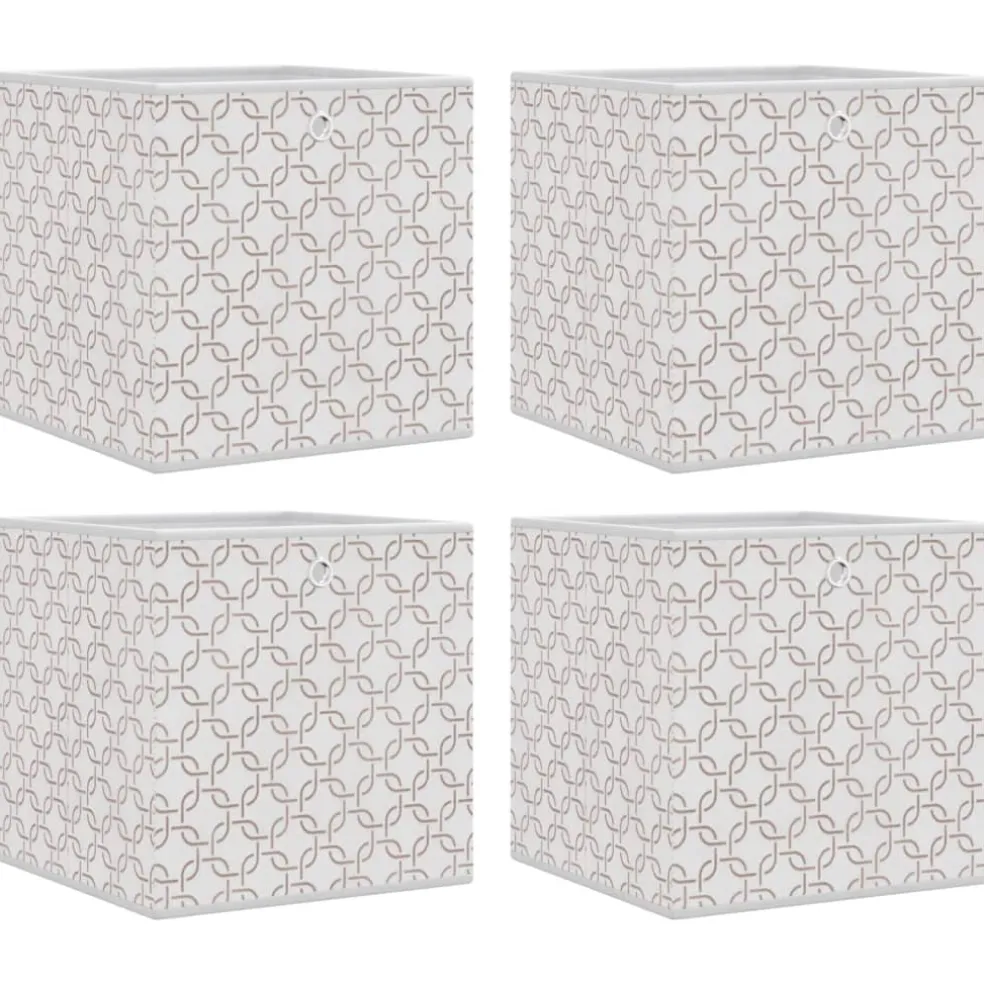 vidaXL Opbergboxen 4 st inklapbaar 32x32x32 cm ongeweven stof crème