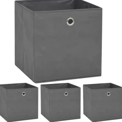 vidaXL Opbergboxen 4 st 32x32x32 cm nonwoven stof grijs