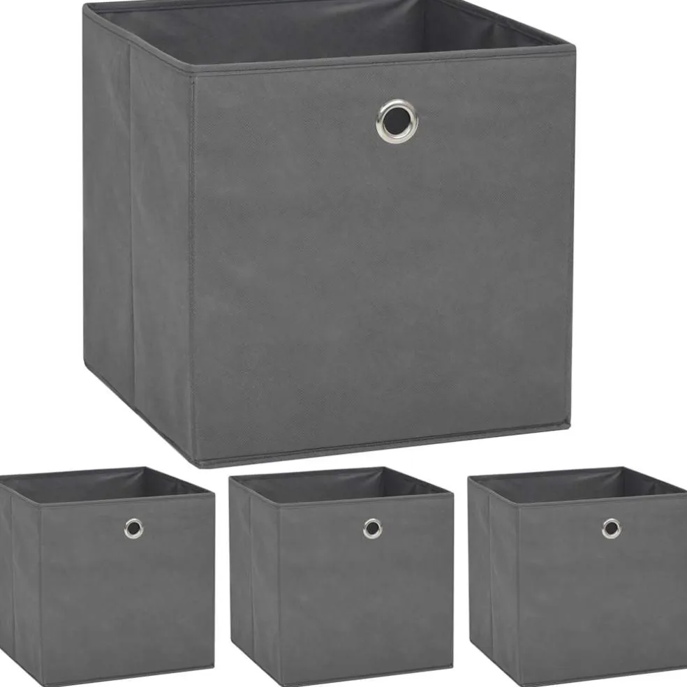 vidaXL Opbergboxen 4 st 32x32x32 cm nonwoven stof grijs