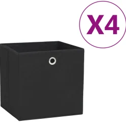 vidaXL Opbergboxen 4 st 28x28x28 cm nonwoven stof zwart