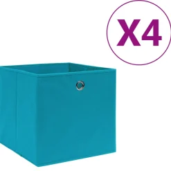 vidaXL Opbergboxen 4 st 28x28x28 cm nonwoven stof babyblauw