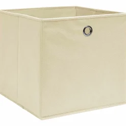 vidaXL Opbergboxen 4 st 28x28x28 cm nonwoven stof crèmekleurig