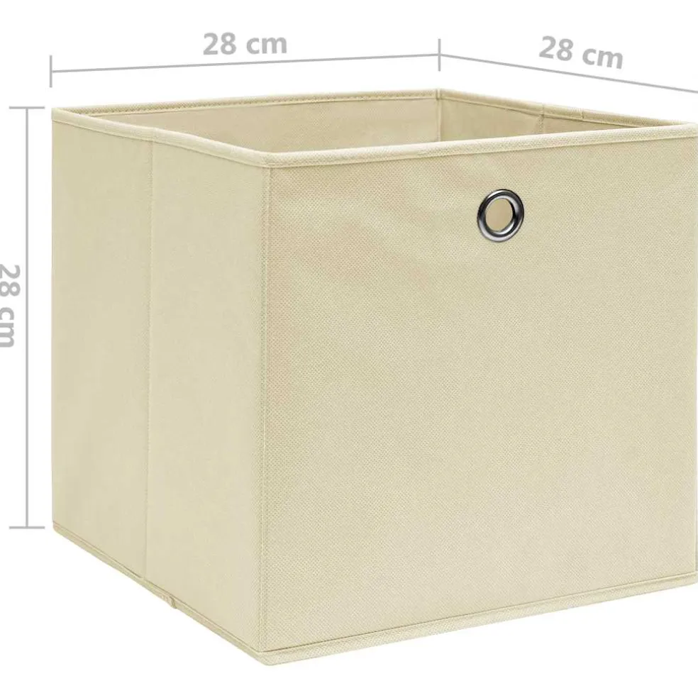 vidaXL Opbergboxen 4 st 28x28x28 cm nonwoven stof crèmekleurig