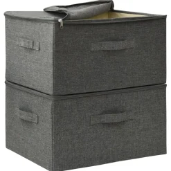 vidaXL Opbergboxen 2 st 43x34x23 cm stof antracietkleurig