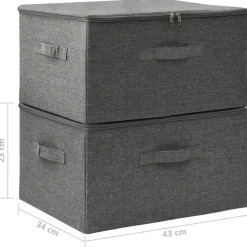 vidaXL Opbergboxen 2 st 43x34x23 cm stof antracietkleurig