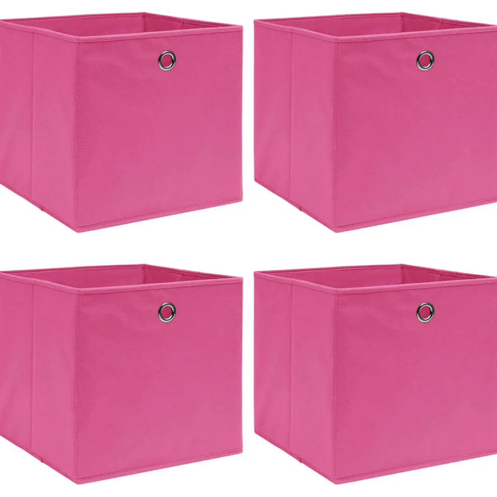 vidaXL Opbergboxen 4 st 32x32x32 cm stof roze
