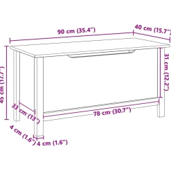 vidaXL Opbergbox HILL Honingbruin 90 x 40 x 45 cm Massief grenenhout