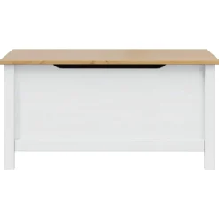 vidaXL Opbergbox HILL Wit en honingbruin 90 x 40 x 45 cm