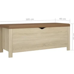vidaXL Opbergbox met kussen 105x40x45cm bewerkt hout sonoma eikenkleur