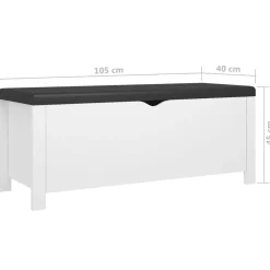 vidaXL Opbergbox met kussen 105x40x45 cm bewerkt hout wit