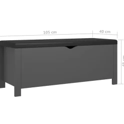 vidaXL Opbergbox met kussen 105x40x45 cm bewerkt hout grijs